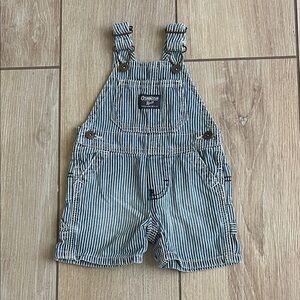 OshKosh B'gosh Navy and White Pinstripe Shortall Overalls